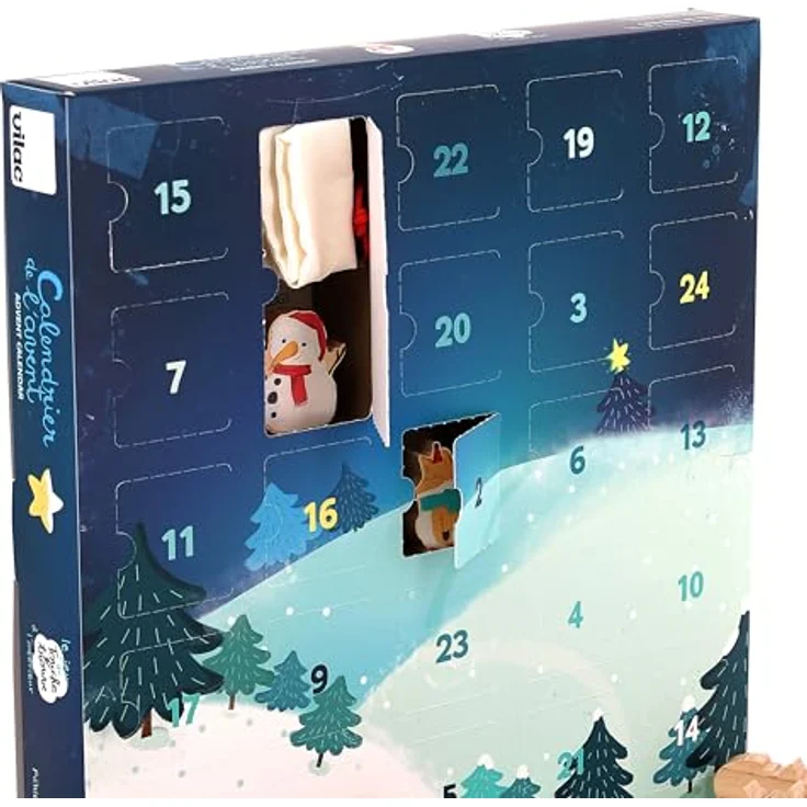 Vilac Adventskalender "Touche et trouve", 24-tägiger Spielkalender mit Holzfiguren und Spielkarten, 35 × 5 × 35 cm, für Kinder ab 2 Jahren – Bild 7