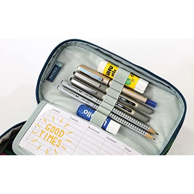 NITRO Pencil Case XL Tropical, Federtasche mit 7 Stiftschlaufen, Geodreieck, Radierer und geheimbereich für Schule und Beruf – Bild 7