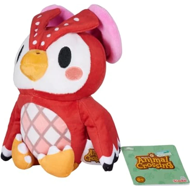 Simba Toys Animal Crossing Plüschfigur Celeste, 25 cm große Kuscheluge mit rosa Schleife und gestickten Augen – Bild 2