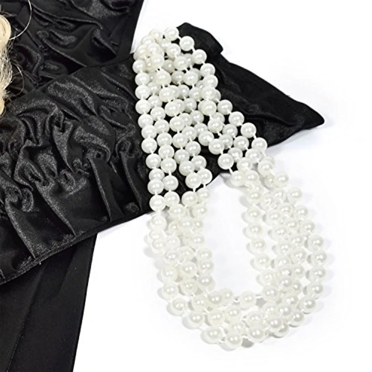 GOODS+GADGETS Charleston Perlenkette 180 cm, lange weiße Halskette für Burlesque Kostüm und Gala-Events, künstliche Perlen – Bild 1