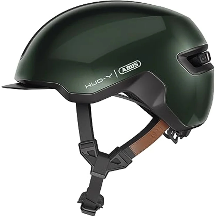 ABUS Urban Helm HUD-Y - mit magnetischem, aufladbarem LED-Rücklicht & Magnetverschluss - Cooler Fahrradhelm für den Alltag - für Damen und Herren - Grün, Größe S – Bild 1
