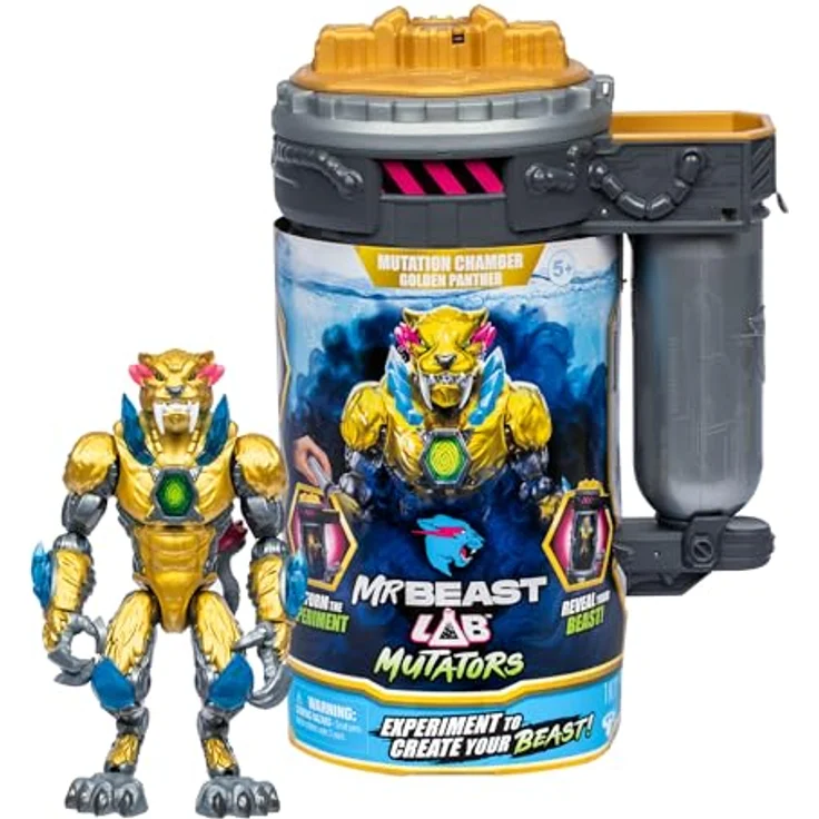 MRBEAST LAB MrBeast Lab Mutators - Golden Panther Sammelfigur mit 20 Gelenkpunkten, 13 cm hoch – Bild 2