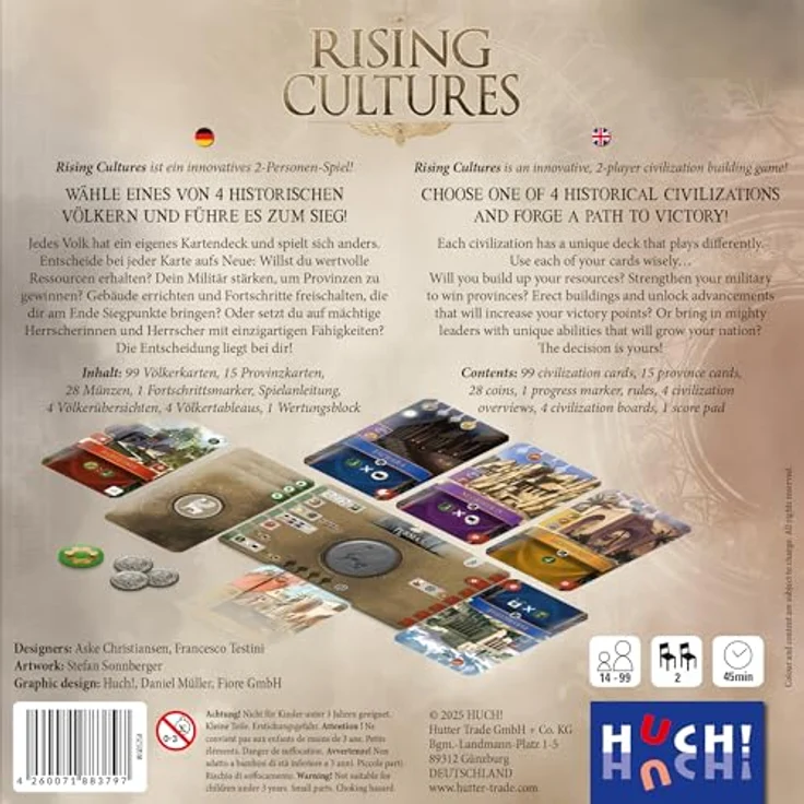HUCH! Rising Cultures, Strategiespiel für 2 Personen, Historisches Strategiespiel mit asymmetrischem Gameplay und Multi-Use-Karten, für Spieler ab 14 Jahren – Bild 4