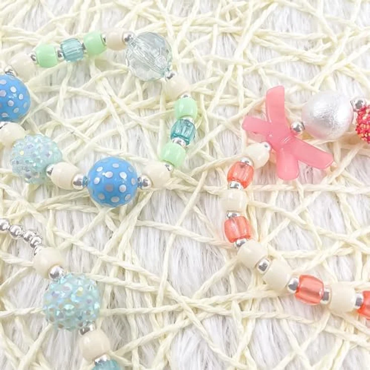DJECO Kreativset Schmuck basteln: Kugeln Silber für 5 Armbänder, 200 Perlen und elastischer Faden, 4-8 Jahre – Bild 3