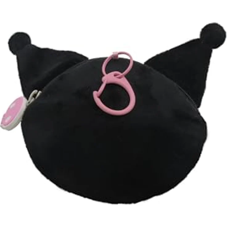 Hello Kitty Kuromi Plüsch Geldbörse, kompakt mit Reißverschluss und Karabiner für Mädchen, rosa – Bild 2