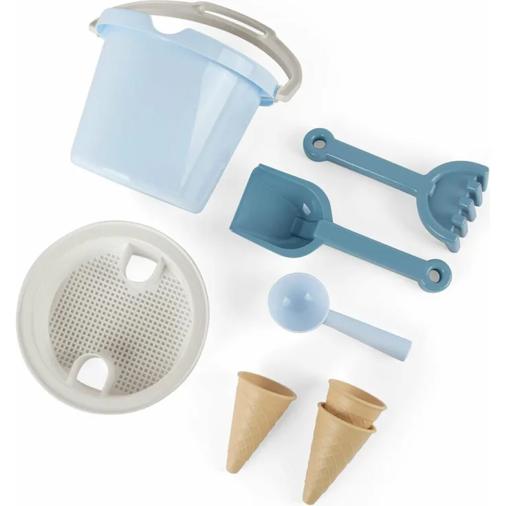 dantoy Thorbjorn Bucket Set, Sandspielzeug mit 8 Teilen, in Grün, Blau oder Pink, schadstofffrei und waschmaschinenfest