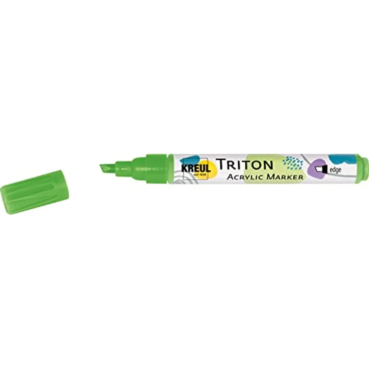 KREUL 17822 - Triton Acrylic Marker edge, gelbgrün, Keilspitze, Strichstärke circa 1 bis 4 mm, auf Wasserbasis, Acrylmarker zur Gestaltung von Papier, Holz, Stein und vielem mehr