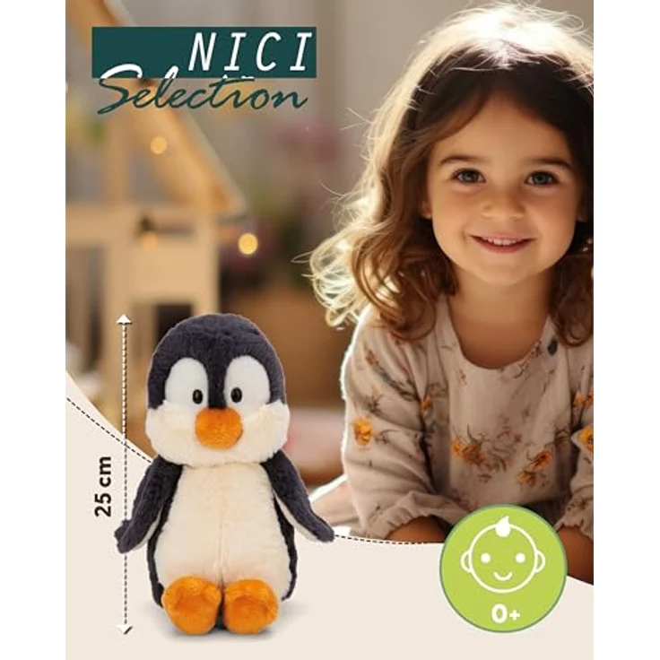 Nici Kuscheltier NICI Selection, Pinguin Peppi, 25cm - Flauschiger RPET-Plüsch, schwarz-weiß, umweltfreundlich – Bild 2