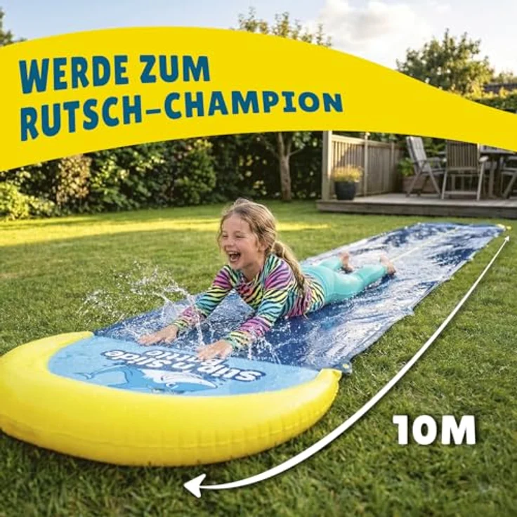 Original Cup VentriBattle® Zweibahn-Rutschmatte 10 Meter, Anschließbarer Wasserschlauch, Premium Qualität, Dickes und Steifes PVC, Wasserspiel im Freien – Bild 3