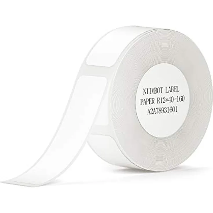 NIIMBOT Thermo-Etikettenmacher-Papier, 1,2 x 3,5 cm, weiÃŸe Aufkleber, wasserdicht, reiÃŸfest, für D11 Etikettendrucker, Büro & Zuhause, 160 Etiketten/Rolle (12 x 40 mm)