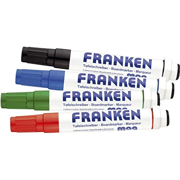 FRANKEN KombiMarker Whiteboard Marker, 4 Stück farblich sortiert, 1-3mm Strichstärke, geruchsneutral, trocken abwischbar – Bild 2