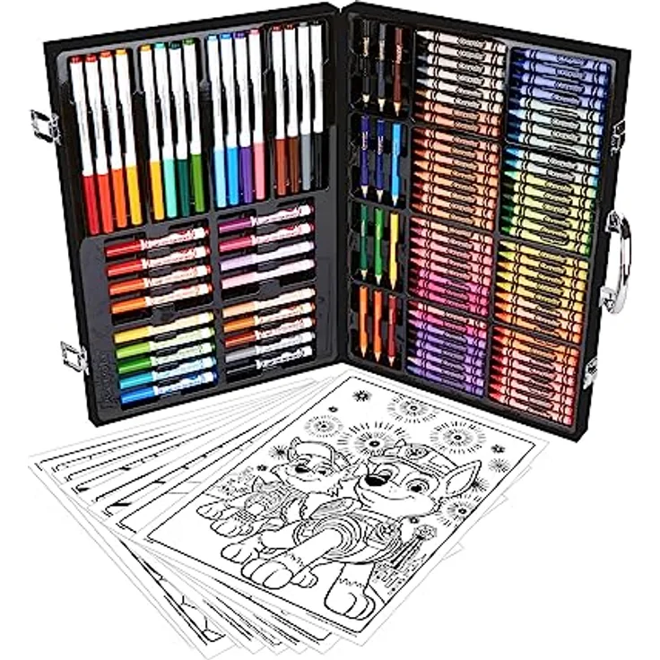 Crayola - Paw Patrol Mighty Movie Malkoffer, Kreativ-Set mit 128 Teilen, Filzstiften, Buntstiften, Wachsstiften, Kreative Beschäftigung und Geschenk für Kinder, ab 3 Jahren