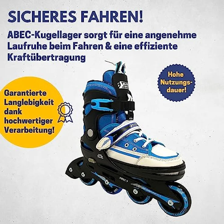 Best Sporting Inline Skates Kinder I Rollschuhe größenverstellbar I robuste Inliner für Jugendliche mit Bremse I schwarz/blau I Rollerskates Schuhe Kinder I Inliner mit 4 Rollen – Bild 4