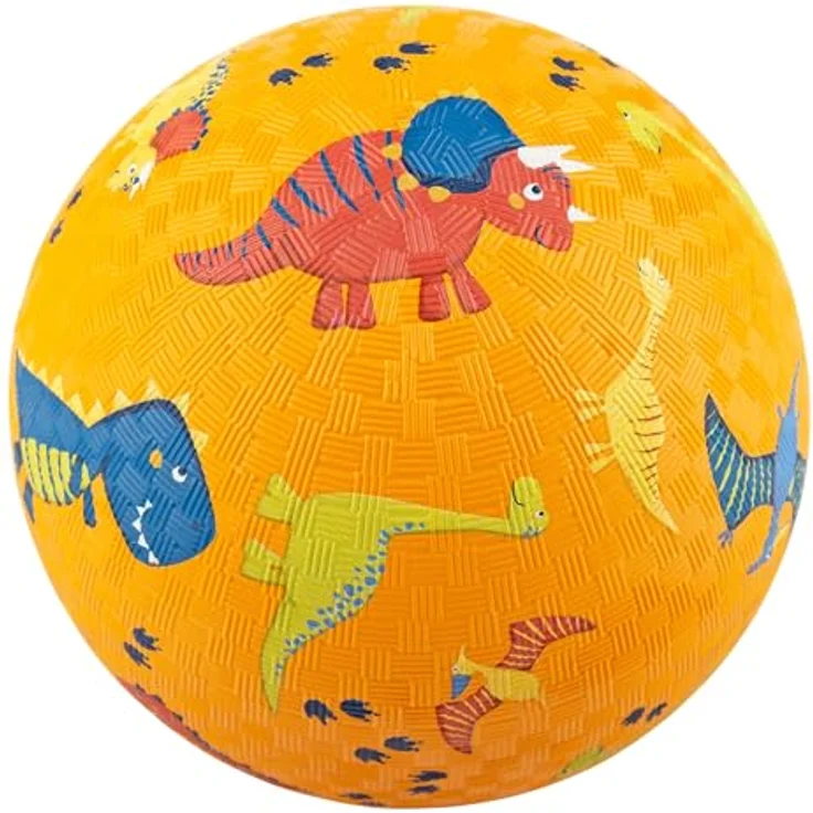 Sigikid Spielball Dino, orangefarbener Naturkautschukspielball mit 17 cm Durchmesser für Kinder ab 1 Jahr – Bild 1