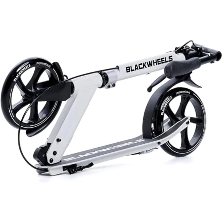 BLACKWHEELS ORIO City Scooter Bigwheel 200mm Klappbar Weiß, Tretroller Kickscooter bis 100kg, Doppelte Bremse, Tragegurt – Bild 2