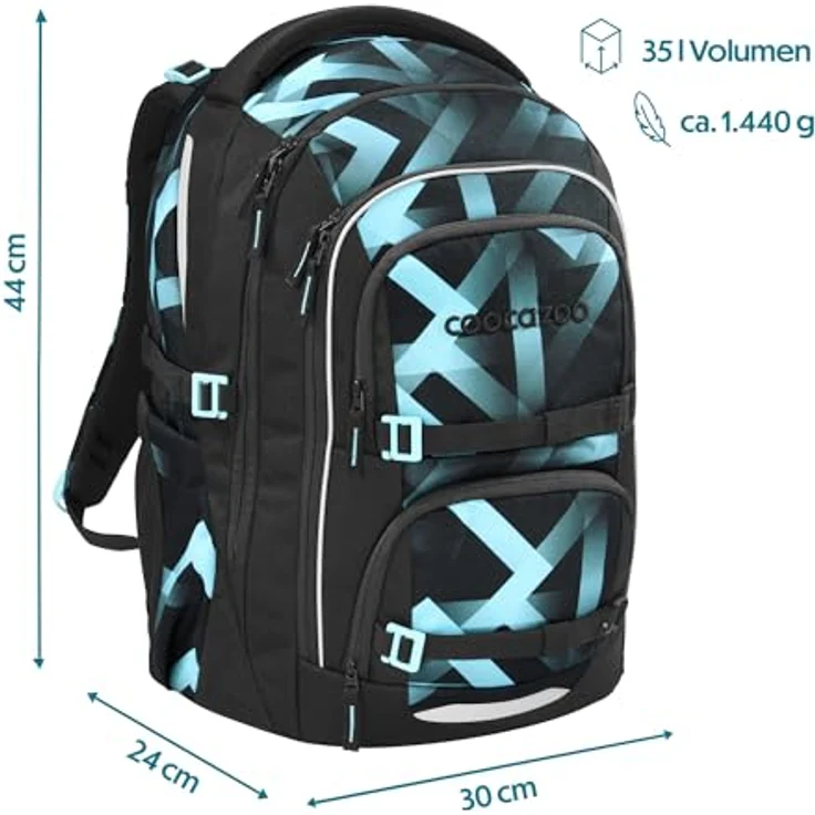 coocazoo Schulranzen PORTER, ergonomisch und größenverstellbar, 35 Liter, vielfach unterteilte Fächer, nachhaltige Herstellung – Bild 2