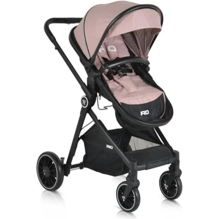 Moni Kombikinderwagen 2 in 1 Rio 22 kg rosa, umbaubar, klappbar, mit Fußabdeckung und großem Korb – Bild 3