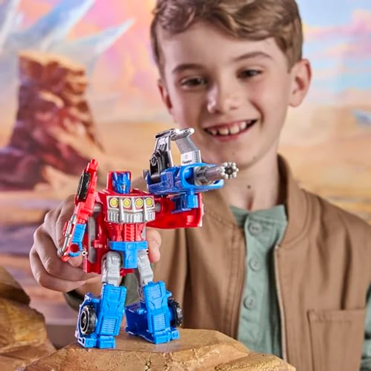 Hasbro Transformers CYBERWORLD Armored Cyber, Optimus Prime Figur 10 cm wandelbar vom Roboter zum Lastwagen mit Blaster-Zubehör – Bild 3