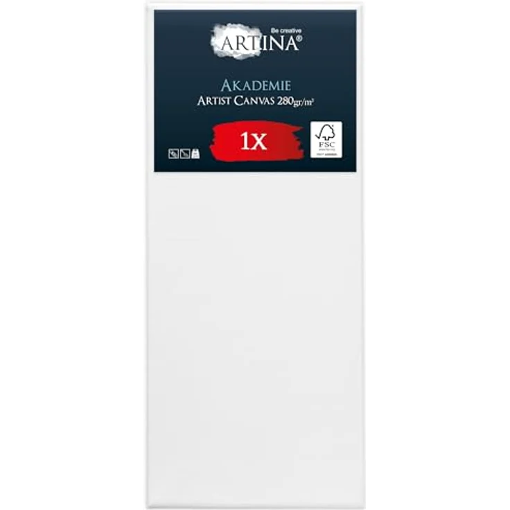 Artina FSC® Keilrahmen Leinwand 60x140 cm, bespannt, 100% Baumwolle, für Acrylfarben, weiß, säurefrei, 280 g/m² – Bild 1