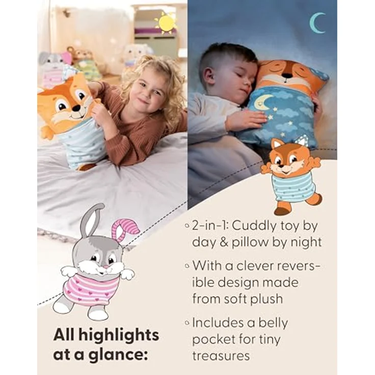NICI Cosidoo Fuchs, Wendekuscheltier mit Stauraum, 30x20cm, orange, für spielende und kuschelnde Kinder – Bild 4