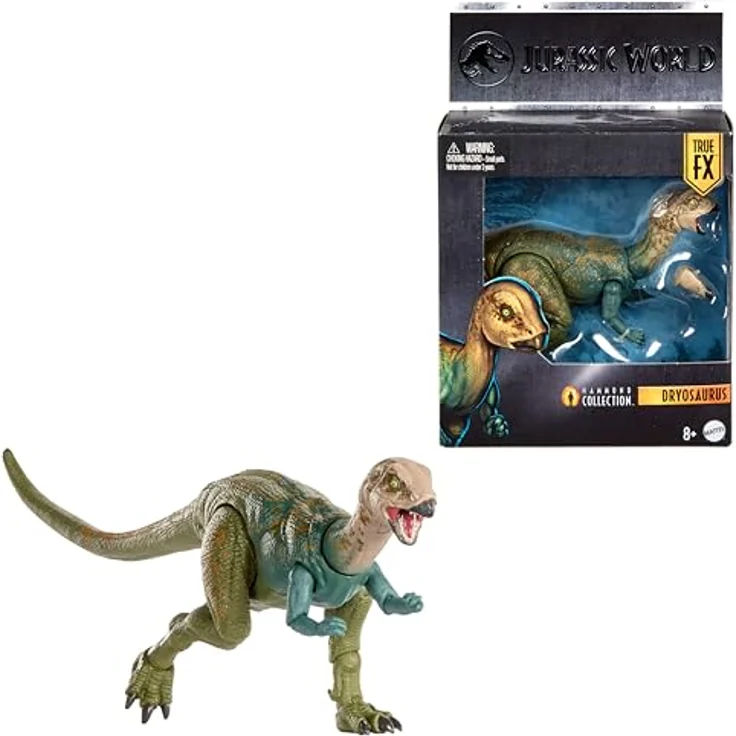 Mattel Jurassic World Dryosaurus Sammelfigur, 23 cm mit 17 Bewegungspunkten und austauschbarem Kiefer – Bild 1