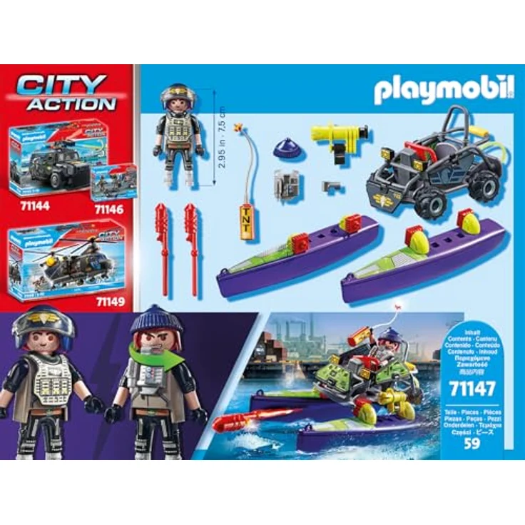 PLAYMOBIL 71147 SWAT-Multi-Terrain-Quad Spielset, wandelbares Fahrzeug für Verfolgungsjagden, mehrfarbig – Bild 8