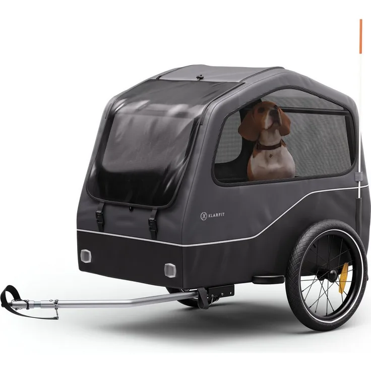 KLARFIT Fahrradkinderanhänger Goldie Home 334 L, Wetterfest Hund Faltbar Stahl 20-28" - Fahrradanhänger Schwarz