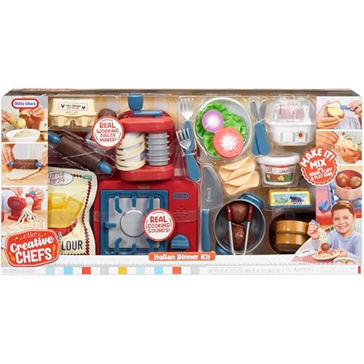 Little Tikes Creative Chefs Italian Restaurant Kit, Rollenspiel-Kochset mit funktionierender Nudelmaschine und 33 realistischen Utensilien, geeignet für Kinder ab 3 Jahren – Bild 1