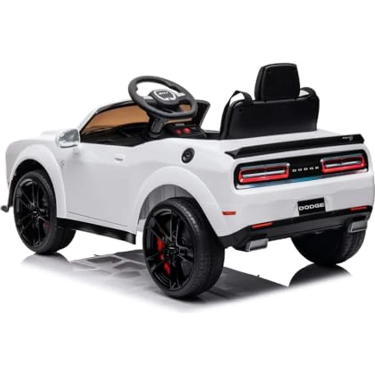 schnaeppchenmeile-online Kinder Elektroauto Dodge Challenger SRT, 2 Motoren+Sound+FB+LED Weiss – Bild 5