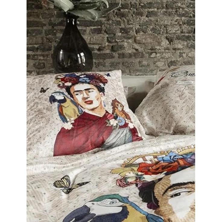 Irisette Mako Satin Bettwäsche I Frida Kahlo I Beige I 135x200, 100% Baumwolle, bügelleicht, trocknergeeignet – Bild 3