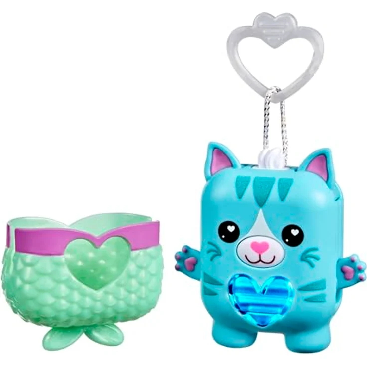 Nano-Mals Pawtricia, elektronisches Fidget-Tierchen in Blau mit farbwechselnder Herzanzeige, interaktiven Geräuschen und ansteckbarem Outfit – Bild 2