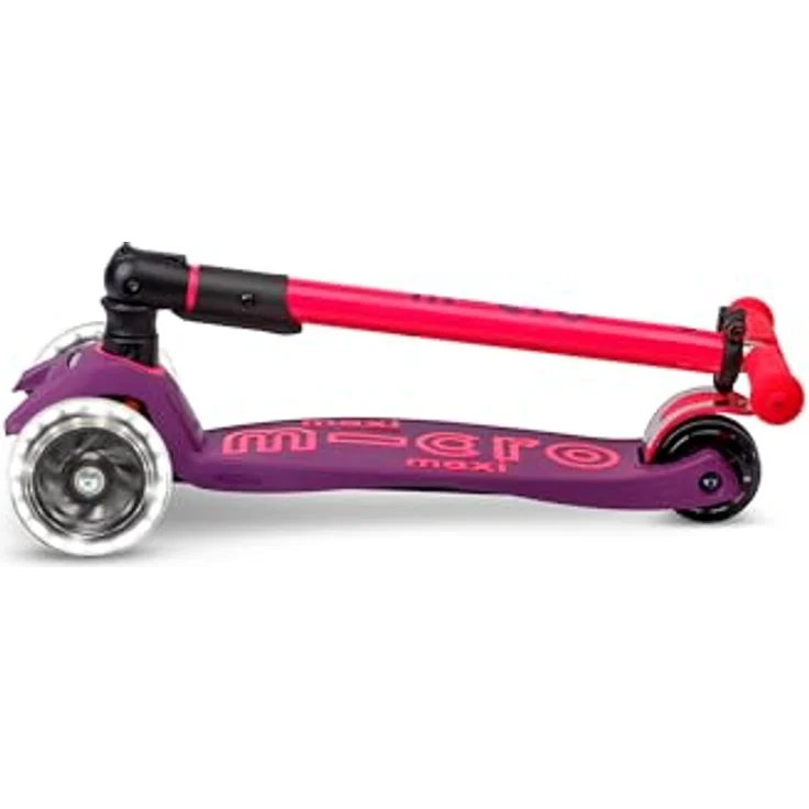 Micro Kinderroller Maxi Micro, klappbar mit LED-Rädern, lila pink neon – Bild 7