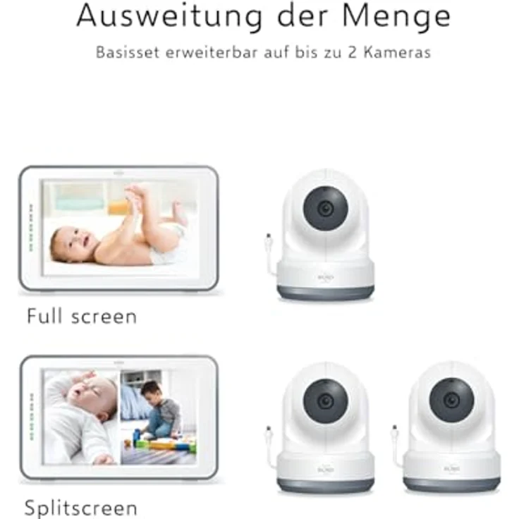 ELRO BC4000-C Full HD Extra Baby Kamera Babyphone Royale, 1080P-Full-HD-Kamera, Pan-/Tiltfunktion, Nachtsicht, dezentes Nachtlicht – Bild 3