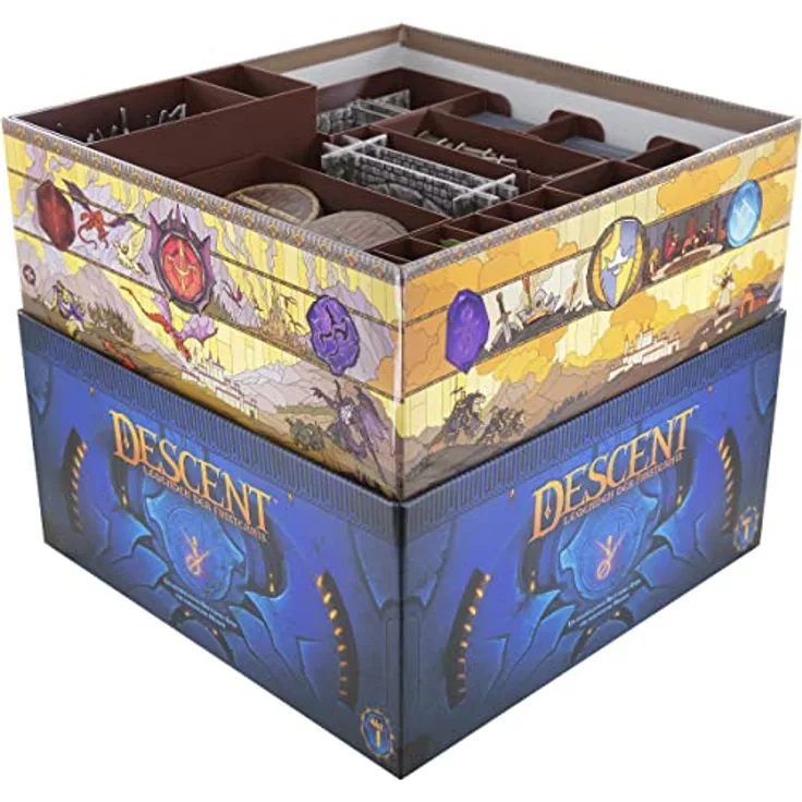 Feldherr Organizer + Schaumstoff-Set kompatibel mit Descent: Legenden der Finsternis - Grundspielbox, Brettspiel Organizer für Miniaturen und Spielmaterial, Kunststoff, Schwarz