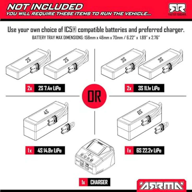 ARRMA 1:8 Kraton 6S EXB, ferngesteuerter Basher Monster Truck mit Brushless Motor, Clipless Body, 4x4 Antrieb, rot eloxierte Aluminium-Teile, ohne Akku und Ladegerät – Bild 2