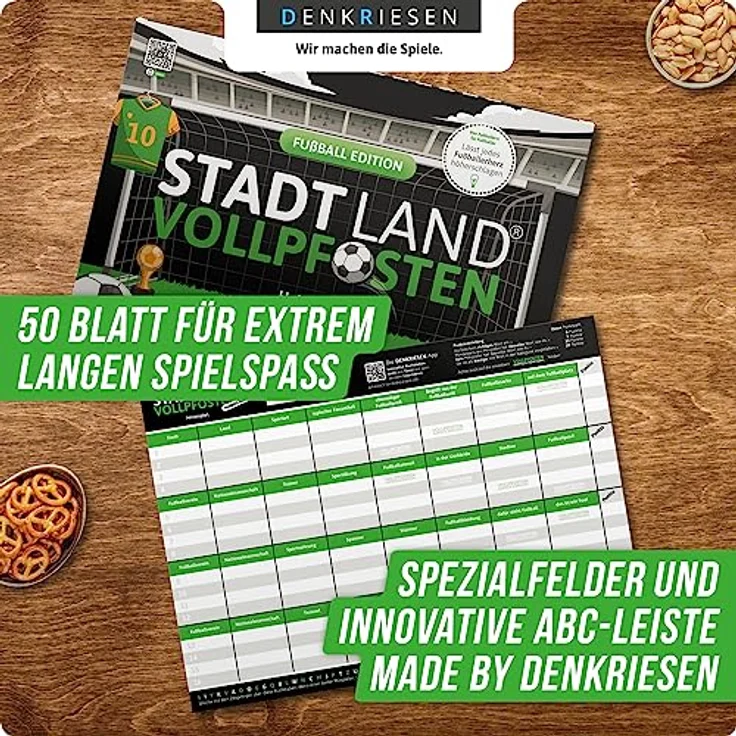 DENKRIESEN - Stadt Land VOLLPFOSTEN® - FUßBALL Edition - Heimspiel. | Spielblock | Geburtstagsgeschenk | Familienspiel | Stadt Land Fluss – Bild 4