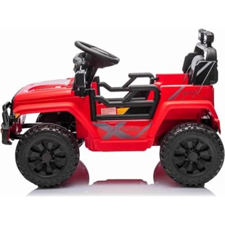 RIRICAR Kinder elektroauto Offroad New mit Hinterradantrieb, rot, Lithium-Batterie, hohes Fahrgestell, breiter Sitz, Hinterradfederung, 2,4-GHz-Fernbedienung, MP3-Player mit USB/AUX-Anschluss, LED-Leuchten – Bild 3