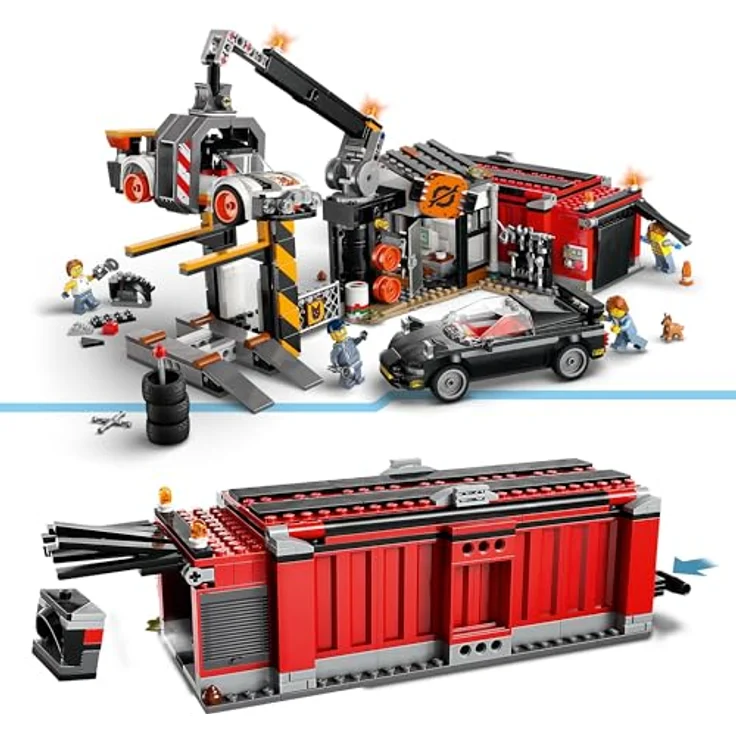 LEGO City Schrottplatz mit Autos - Spielzeug mit Schrottpresse und Kran, 2 Spielzeugautos, 4 Arbeiter Minifiguren & Bürogebäude - Geburtstagsgeschenke für Jungen und Mädchen ab 8 Jahren 60472 - Lernspielzeug zur Wiederverwertung – Bild 3