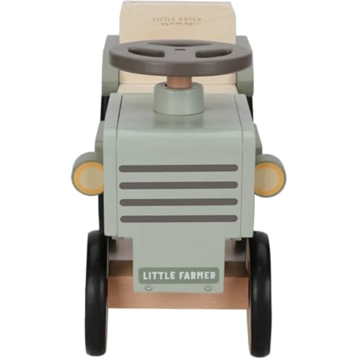 Little Dutch 7155 FSC Holz Lauftraktor - Little Farm grün, Motorikförderndes Spielzeug aus nachhaltigem Holz – Bild 2