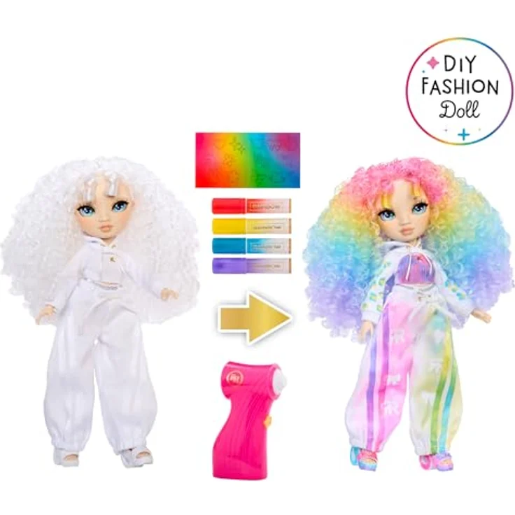 Rainbow High Anziehpuppe Air Brush & Create Fashion Dolls, grünen Augen, auswaschbare Farben, inkl. Airbrush-Tool und Marker in Regenbogenfarben – Bild 2