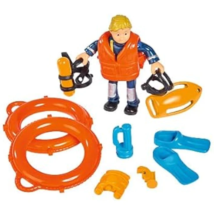 Simba Feuerwehrmann Sam Neptune, Such- und Rettungsboot mit Penny Actionfigur, mechanische Winde, schwimmfähig, 20 cm, ab 3 Jahren – Bild 4
