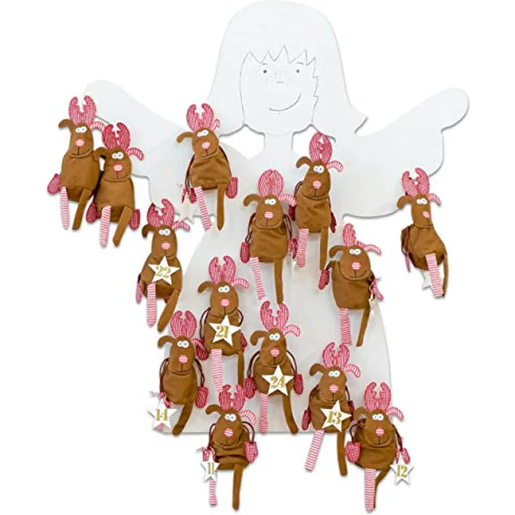 Betzold Elchbeutel Adventskalender-Set, 24 Stück, waschbare Geschenktüten für Advent und Weihnachten