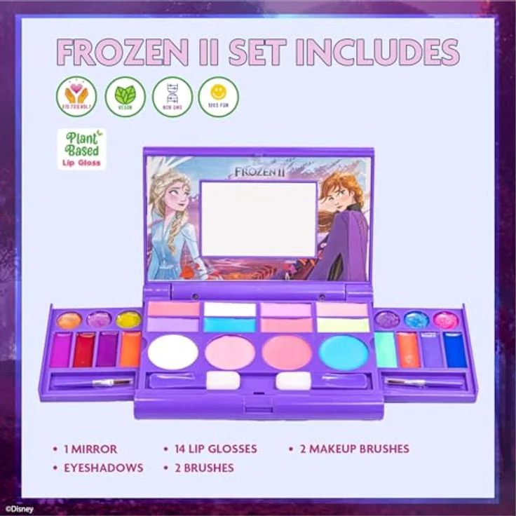 Townley Girl Disney Frozen All-in-One Kids Kosmetik Kompakt Set, 14 Farben Lippen-, Wangen- und Augen-Make-up für Kinder ab 3 Jahren, waschbar – Bild 3