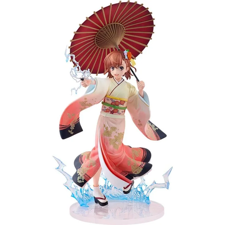 Kadokawa A Certain Scientific Railgun T Statue 1/7 Mikoto Misaka Furisode Kimono Ver., 28 cm, limitierte Auflage mit Gekota Haarschmuck und abnehmbaren elektrischen Schockeffekt-Teilen