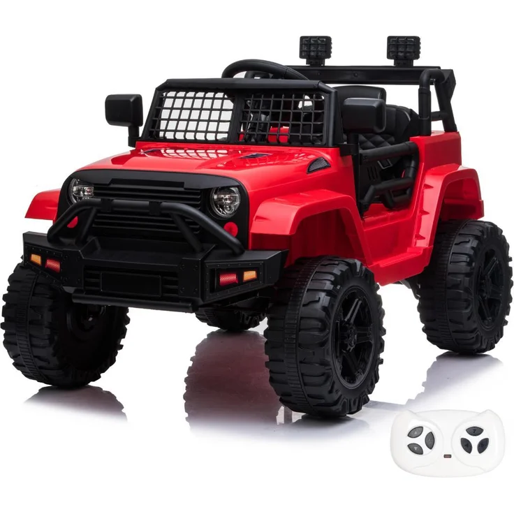 VROOOMY Trail Blazer Elektro-Kinderfahrzeug, Kinder-Jeep mit Stoßdämpfern, 12V und Fernbedienung, MP3-Player, Soft-Start, rot