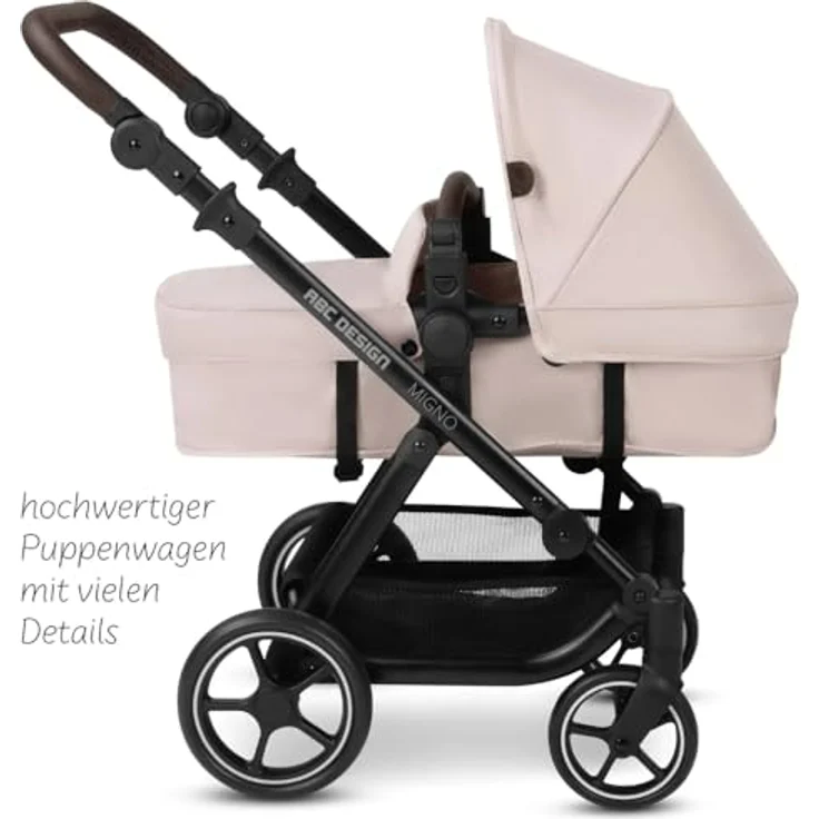 ABC Design Puppenwagen Migno - 2in1 Puppenwagen mit Babywanne, Sportsitz, Verstellbarer Knickschieber, kompaktes Faltmaß, ab 3 Jahren - Berry – Bild 2