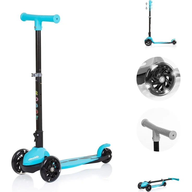 Chipolino Kinderroller Robby Blau, 3 LED-Räder, höhenverstellbarer Lenker, klappbar, mit Bremse