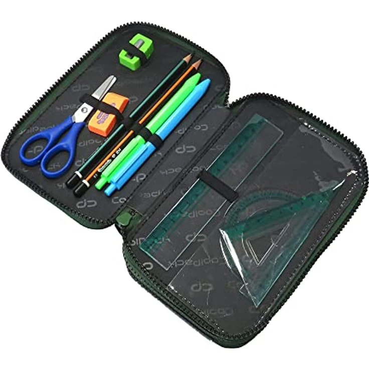CoolPack XXL Federmäppchen 3-Fach, 44-teiliges Set für Schüler, Ombre Gradient Grass, grün – Bild 3