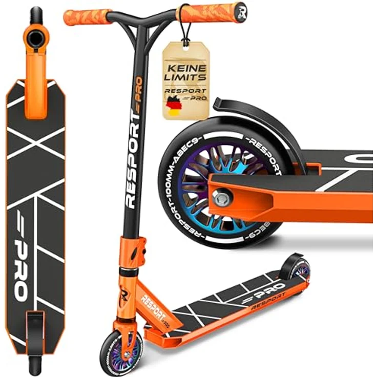 RE:SPORT REVO PRO Stunt Scooter, Profi Stuntroller mit 110mm PU Rädern, ABEC 9 Kugellager, Y-Bar, inkl. Ständer, für Kinder & Erwachsene – Bild 1