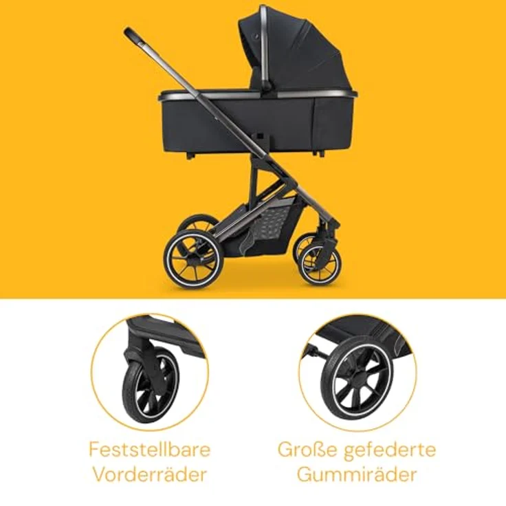 Osann Kombi-Kinderwagen Juntos inkl. Babywanne, Sportsitz, Regenverdeck - Coal – Bild 2